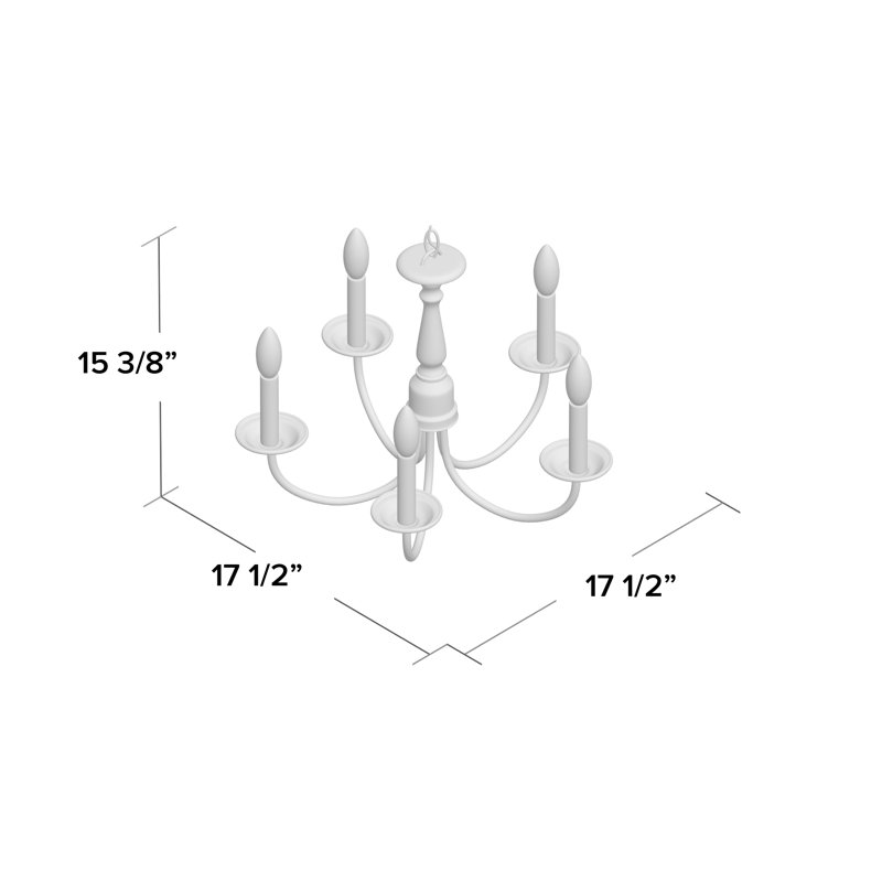 Lustre classique à 5 lumières de style bougie Francesville, Nickel brossé
