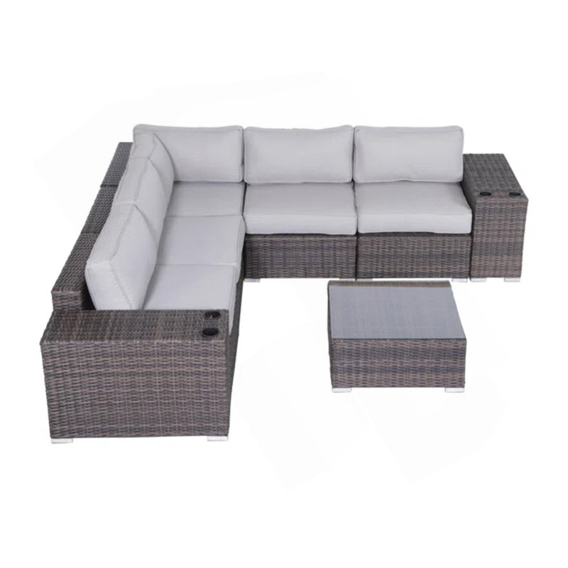 Ensemble de meubles de patio en osier pré-assemblés 4 pièces avec coussins