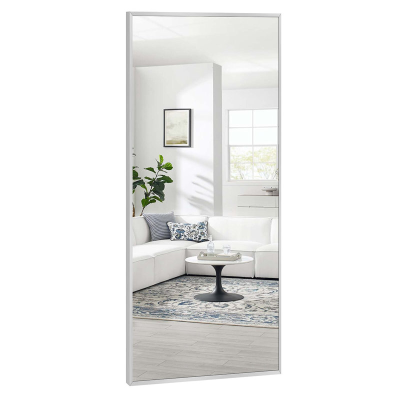 Talma Wood Flat Mirror, Light Gray, 71" H x 24" W