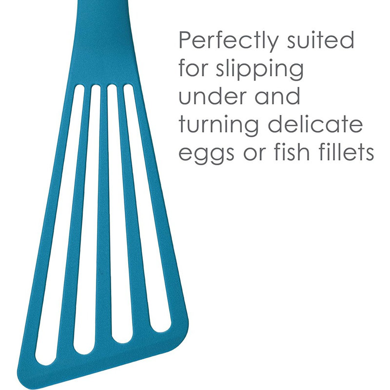 Light Blue Nylon Slotted Turner Spatula Set, 2-Piece