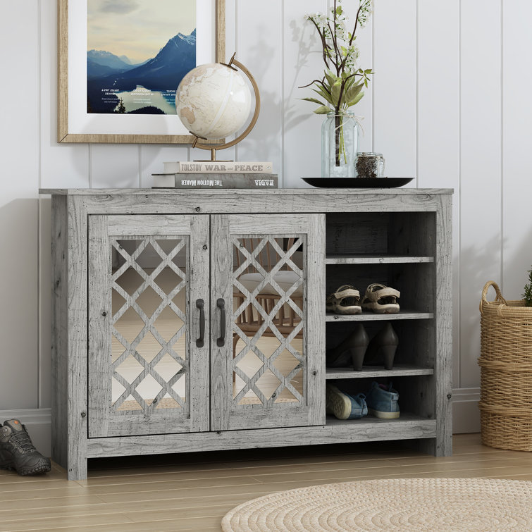 Perrault 44.3" 2 Door Shoe Cabinet with Shelves