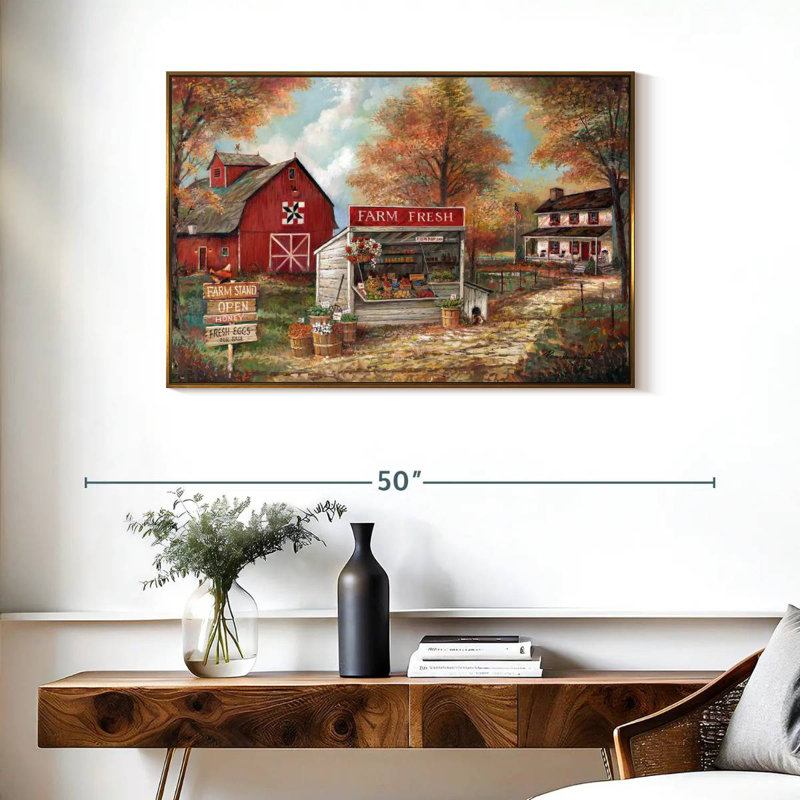 Autumn Farm Fresh, 37 po x 25 po, Cadre flottant doré