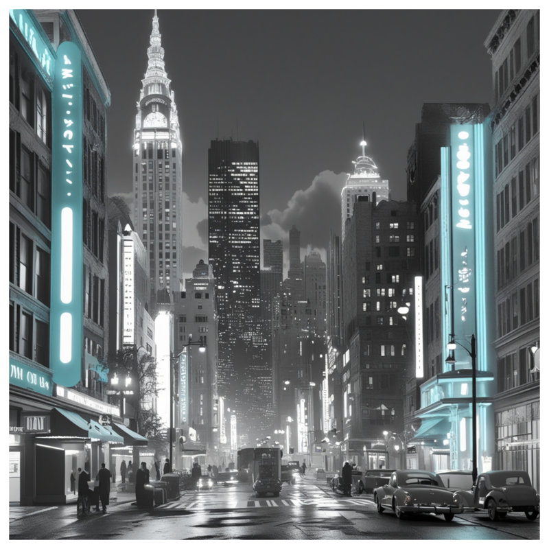 Cityscape Neon Lights Comforter, Twin