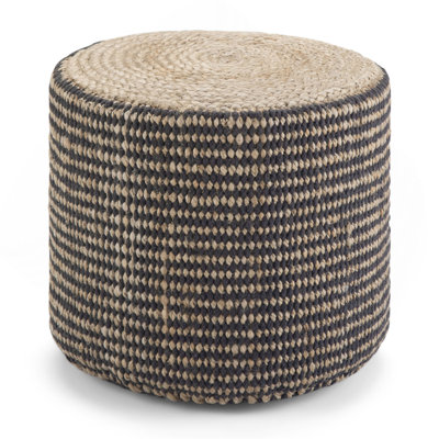 Larissa 18 inch Wide Round Pouf in Natural Hand Braided Jute