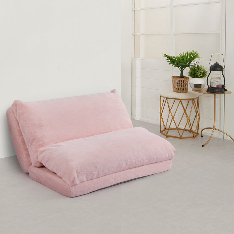 Bean Bag Lounger, 30" H x 47.2" W x 30" D, Faux Fur Pink