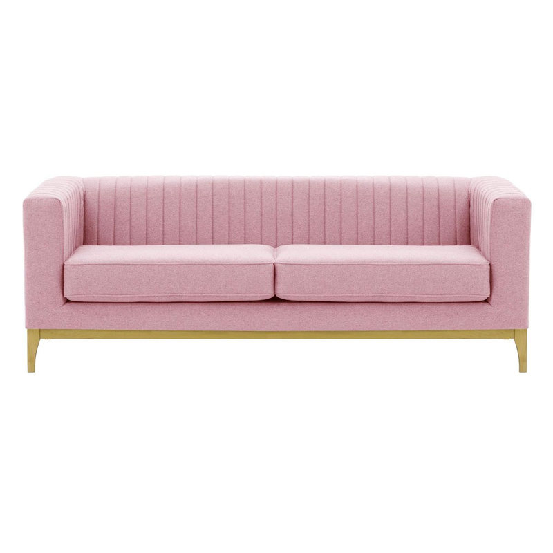 Bomia 3 Seater Sofa, Purple Polyester, Gold, 72cm x 201cm W x 83cm D