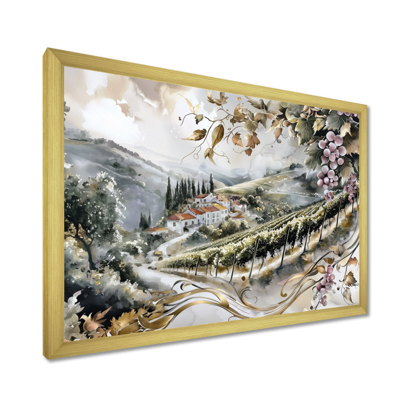 Douro Valley Wineyard Dreams - Vineyard, art mural, H 34 po x l 44 po, Natural Floater Framed