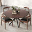 Table de salle à manger 47,2 "en bois massif pour 4 à 6 personnes avec base piédestal entrecroisée-1275364358-1275364352
