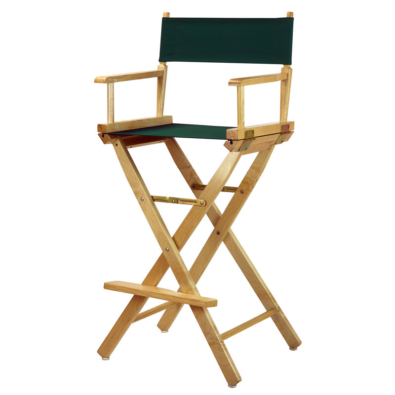 30" Folding Director Chair with Canvas, Natural, Hunter Green