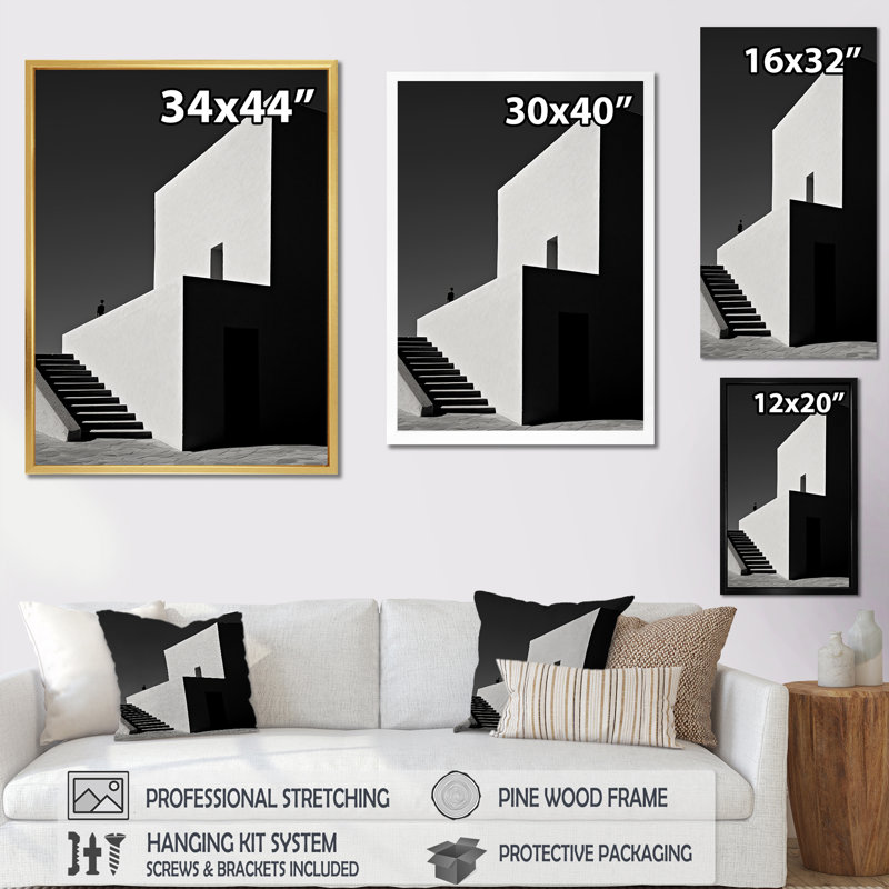 " Minimalism Scenery Building I ", 40" H x 30" W x 1.5" D, Black Single Picture Framed