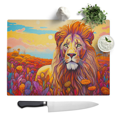Lion Colour Field  Glass Chopping Board
