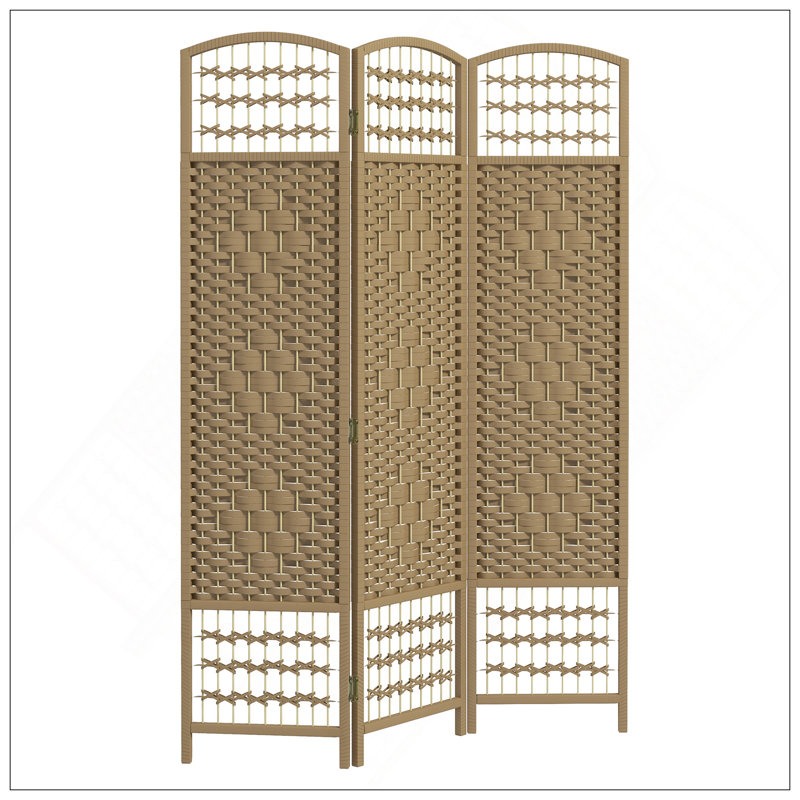 Paravent 3 panneaux, paravent, 5,6 pi, naturel, H 67 po x l 47,25 po x P 0,5 po, Bois naturel
