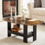 Ensemble de tables basses 3 pièces avec 2 tables de bout, ensemble de meubles de salon en bois rustique et en métal avec tablette de rangement et tiroir pour petits espaces