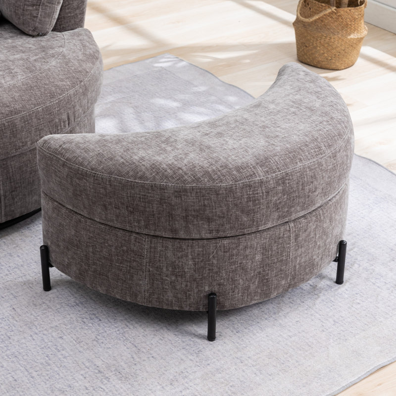 Achorn 32.8" W Upholstered Storage Ottoman, Gray Chenille