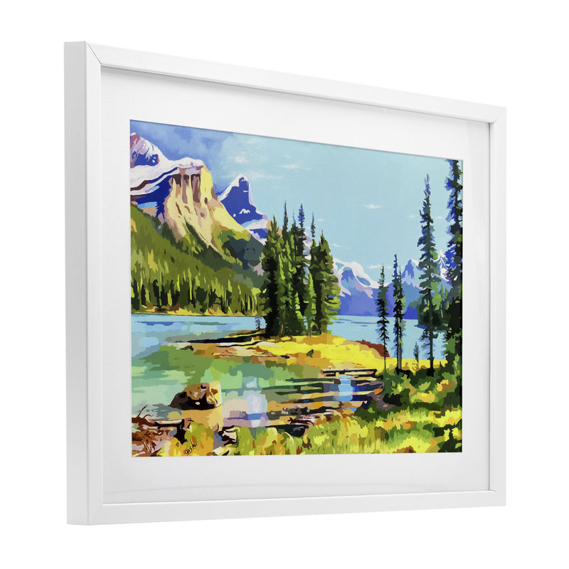 Alpine Mountain Solitude, reproduction sous verre encadrée, conception de John Jaster, H 17 po x l 23 po