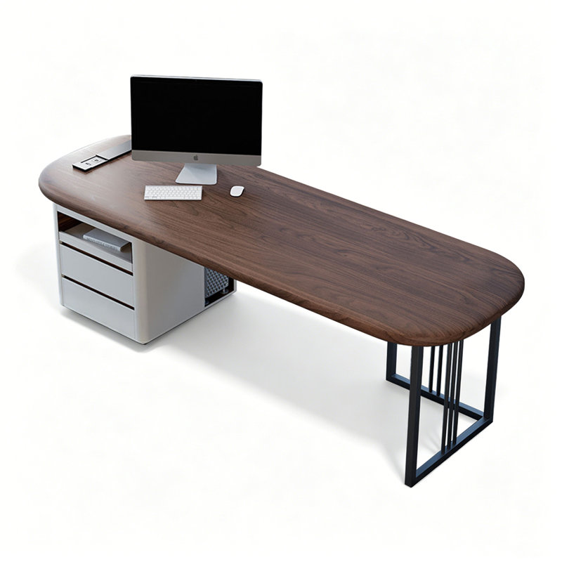 Bureau rectangulaire en bois massif noyer, 29.53" H x 78.74" W x 27.56" D
