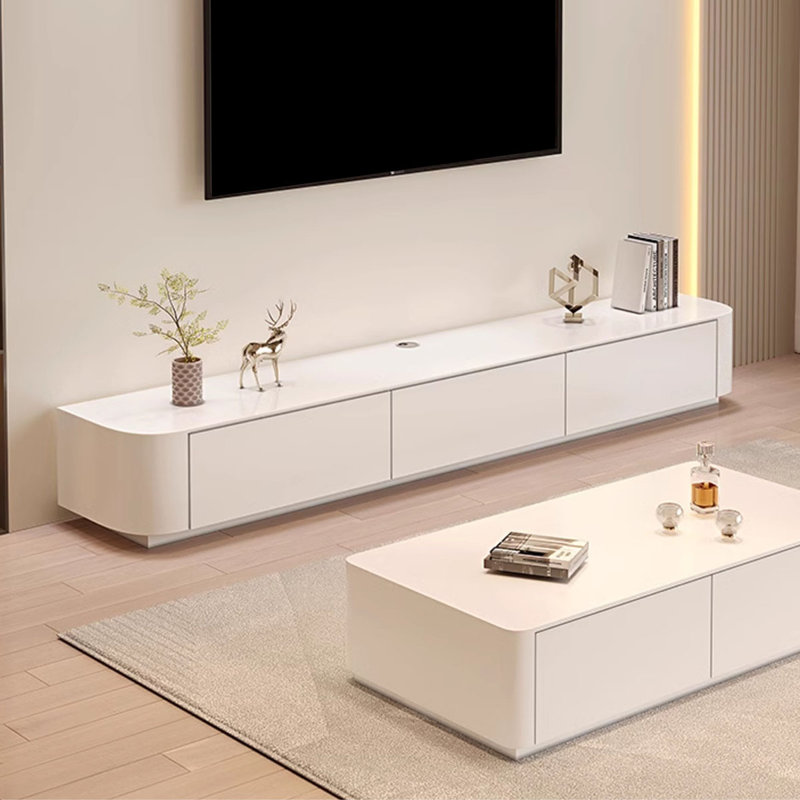 Meuble télé beige en bois manufacturé massif, H 11,81 po x L 70,87 po x l 11,81 po