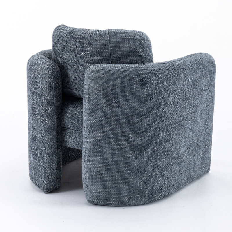 Chaise d'appoint rembourrée Kippar, chaise d'appoint, chaise de salon, chaise de chambre , Polyester bleu fumée