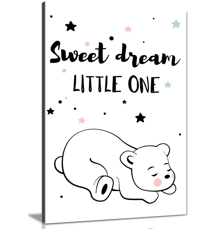 Cute Bear Sweet Dreams - Wrapped Canvas Print, 46cm H x 31cm W