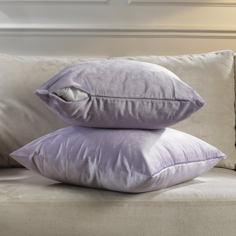 Housse de coussin en velours mat, 16 po x 16 po, 72 lavande