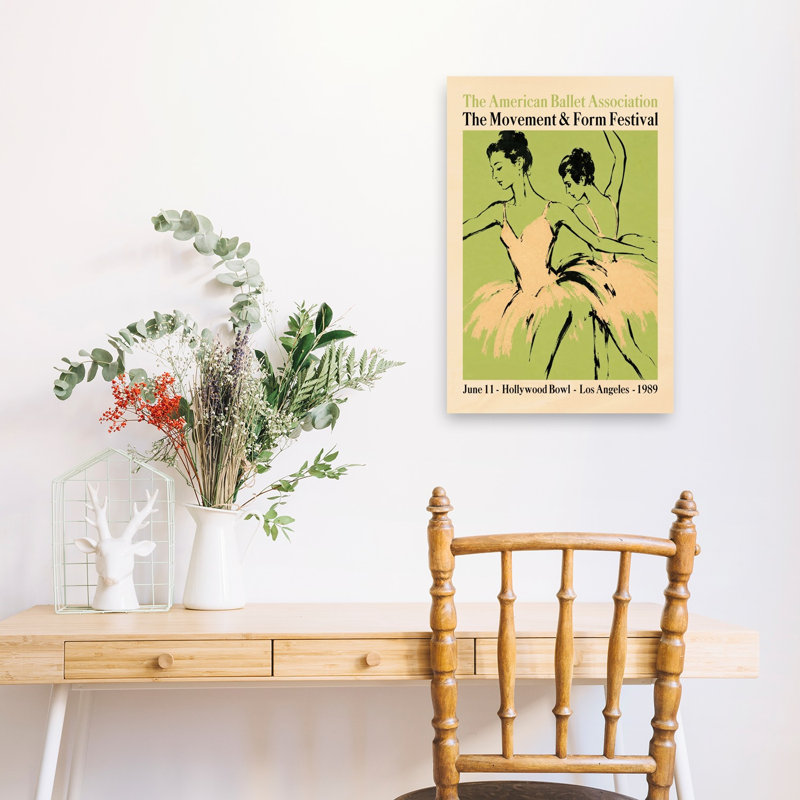 Affiche murale vintage élégante et classique représentant des danseuses de ballet, 24" H x 16" W