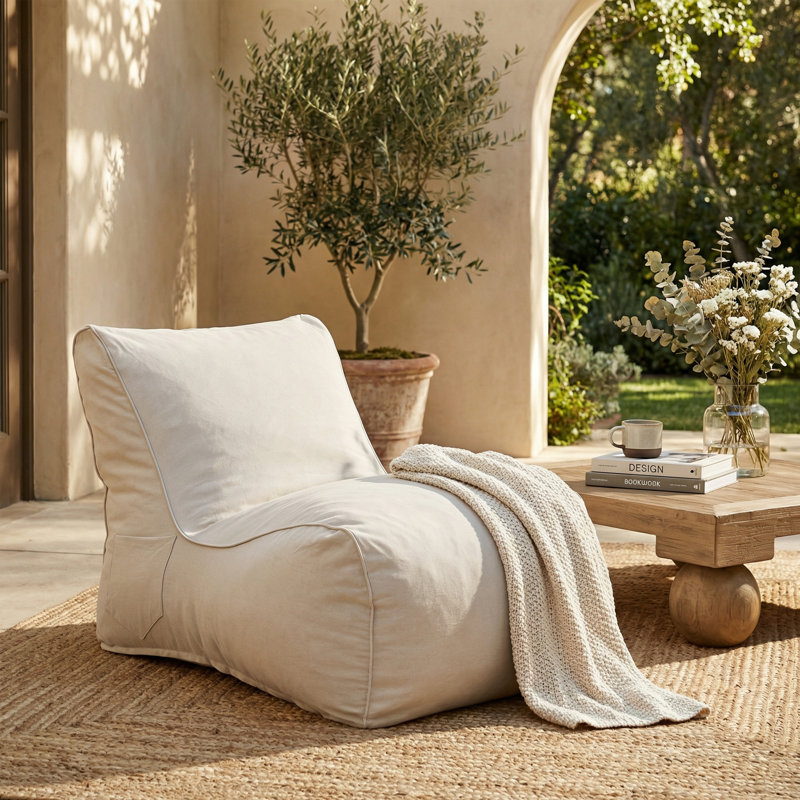 Fauteuil à billes d'extérieur en oléfine Lyra, Beige, 1