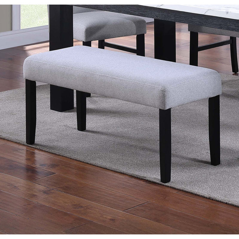 Transitional 1Pc Charcoal Dining Bench, Soft Fabric Wrapped, Rubber Wood Legs, 19" Tall Contemporary Upholstered 16" Width
