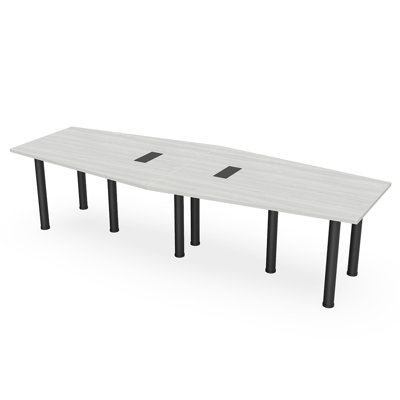 10 Ft  Hexagon Shaped Conference Table Post Legs Electric and Data