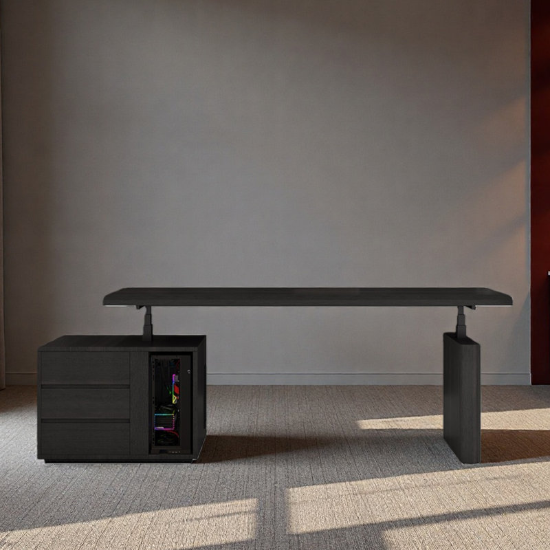 Table d'ordinateur de bureau à hauteur réglable, H 52,76 po x l 70,87 po x P 27,56 po, Noir