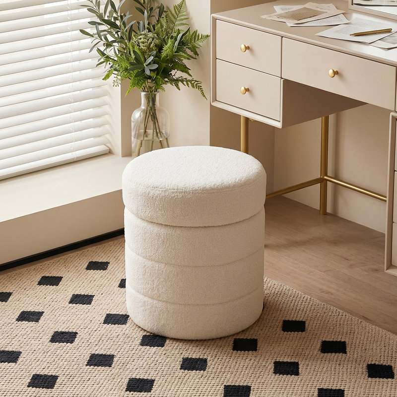43cm Wide Cylinder Striped Standard Ottoman