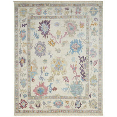Tapis ivoire noué à la main Colorburst Oushak