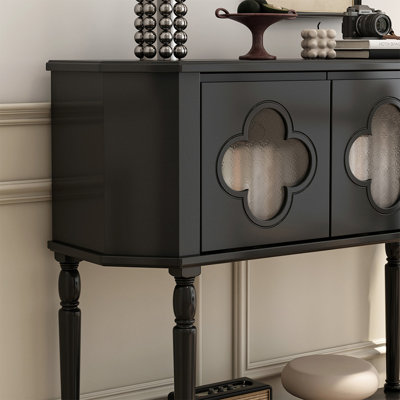 Console demi-cercle en bois massif noir