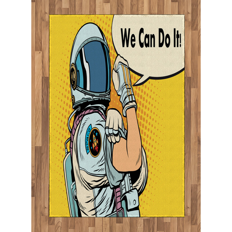 Tapis décoratif à longues fibres en polyester à haute densité Astronaut, Rectangle— 4 pi x 5 pi 8 po