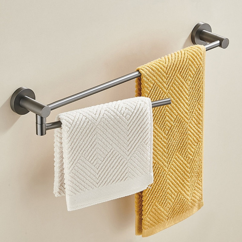 Porte-serviettes pivotant à 360 degrés, organisateur mural en acier inoxydable 304 avec barre simple réglable pour le rangement de la douche, de la cuisine et de la salle de bain