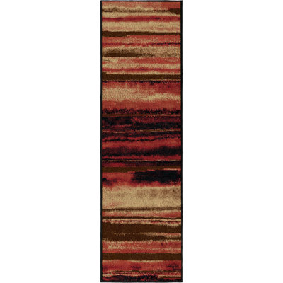 Tapis tissé à la machine jaune / noir / rouge / brun