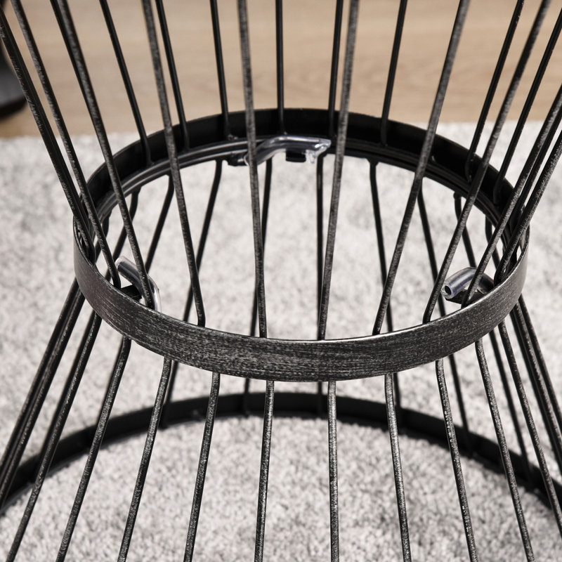 Outsunny 16" Steel Patio Side Table, Garden End Table with Hourglass Design, Accent Table for Outdoor and Indoor Use, Black