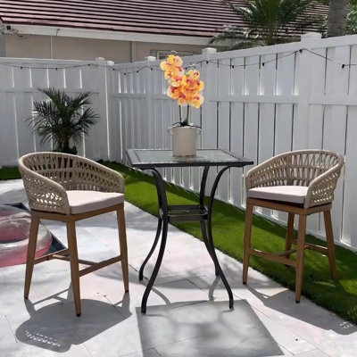 Alexamarie 24" Patio Counter Stools with Waterproof Upholstered and Powder Metal