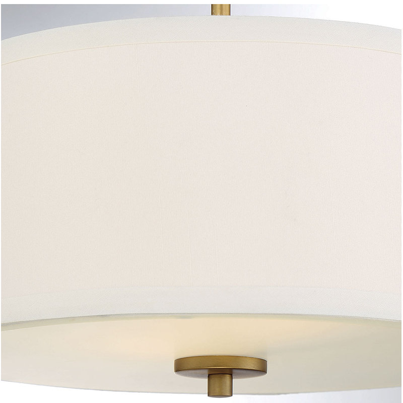 Ralston 13" W 2-Light Dimmable Semi-Flush Mount with Fabric Drum Shade, Natural Brass
