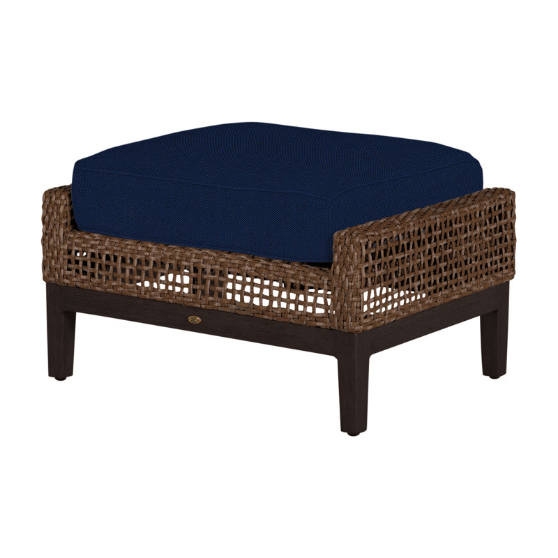 Repose-pieds péninsule tissé - acajou / châtaignier, Welt + bourre standard, Acajou / châtaignier, Velours indigo