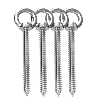 Heavy Duty Screw Eyes Hooks, Self Tapping Eyelet Screw Eye Bolt, Large Screw Eye Hook for Hanging, Tie-Downs, Heavy-Duty Applications