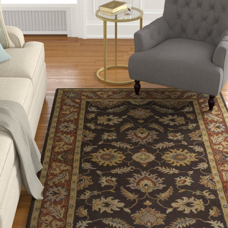 Tapis brun foncé en laine touffeté à la main Arnedra, Rectangle 12 pi x 15 pi