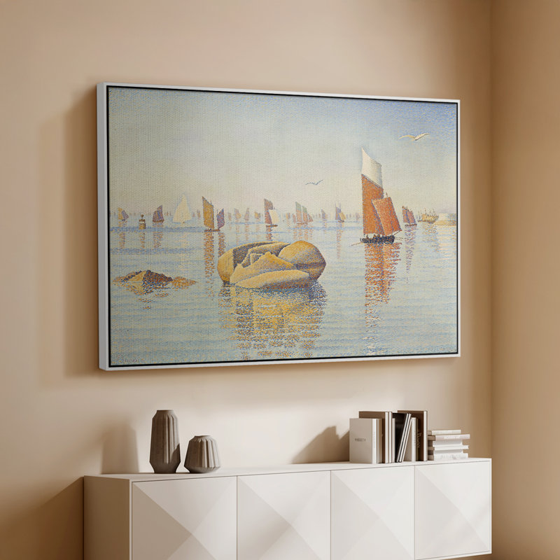 Concarneau, Quiet Morning, Opus 219, 1891 - Paul Signac, toile tendue avec châssis, 26 x 40, Blanc