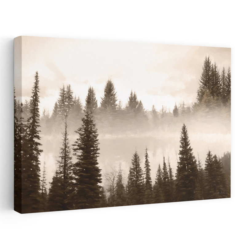 Art contemporain de brouillard dans la forêt, H 16 po x l 24 po