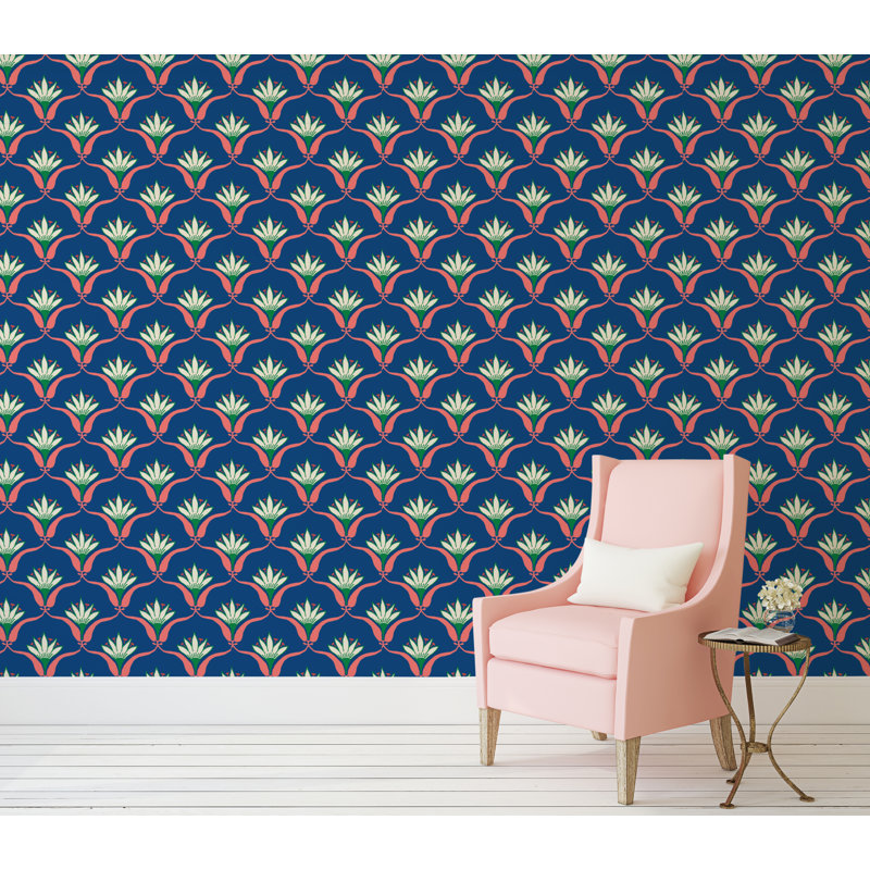 Shanghai Wallflower 10' L x 24" W Wallpaper Roll, Pink Petal, Peel & Stick