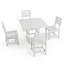Ensemble de salle à manger en PEHD blanc pour 4, ensemble de patio 5 pièces avec table carrée et 4 chaises, trou pour parasol-251961547