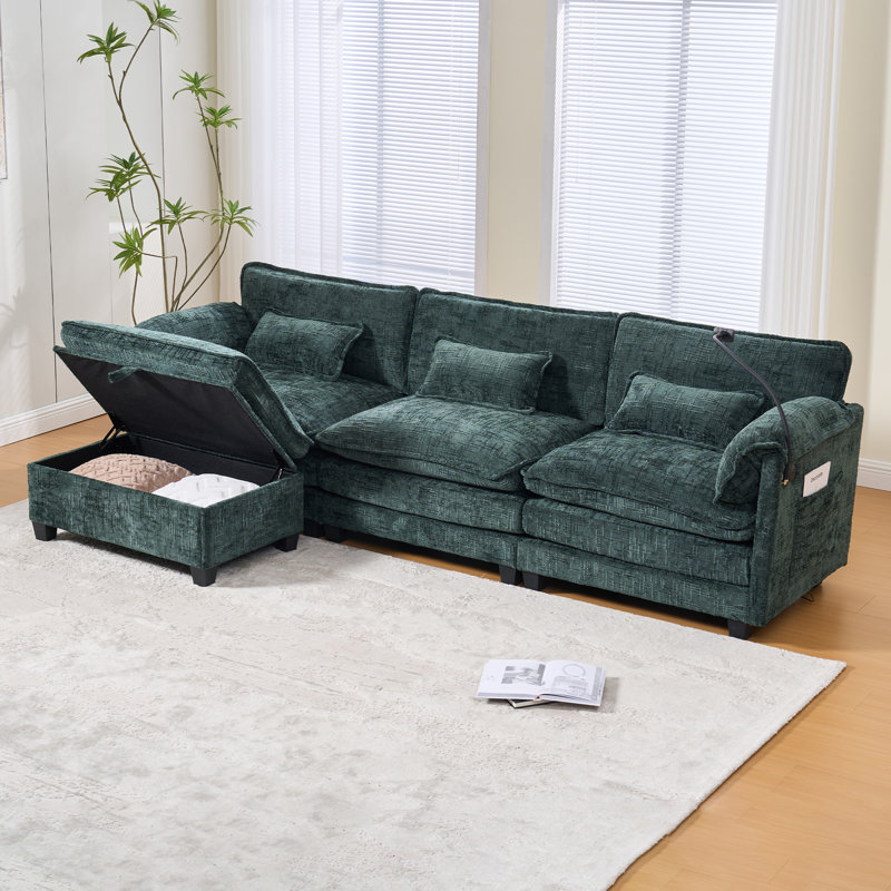 Canapé modulaire, canapé moderne à 3 places profondes avec repose-pieds, canapé en forme de L pour le salon, la chambre à coucher et un appartement