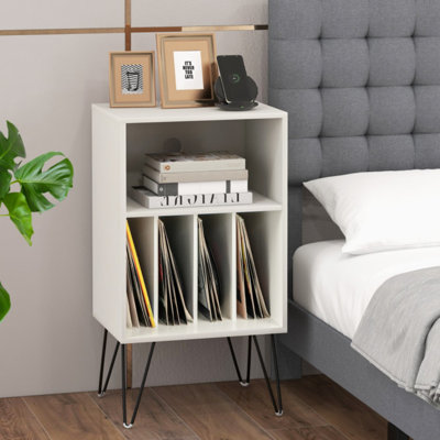 Record Player Stand with Charging Station for Living Room Bedroom
