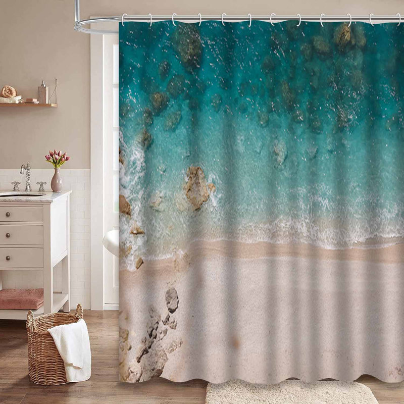 Rideau de douche à 12 crochets Beach Ocean, L 72 po x l 84 po