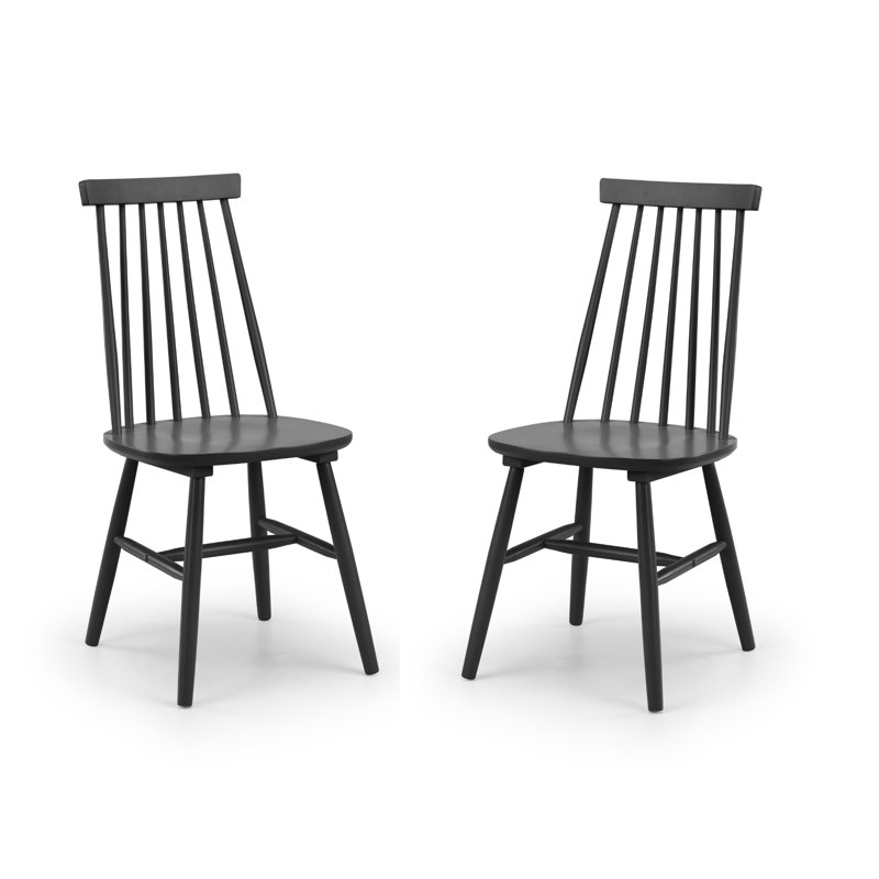 Amaal 45 cm H Solid Wood Spindle Back Dining Chair, Black