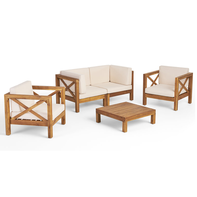 Raymo Acacia 4 - Person Patio Conversation Set with Cushions, Beige